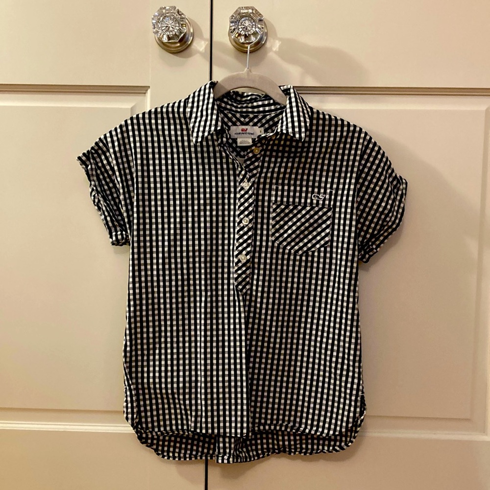 Vineyard Vines Gingham Oxford Blouse - Size 0
